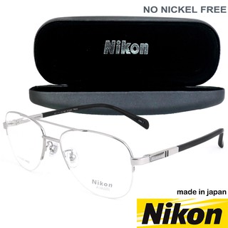 Nikon แว่นตารุ่น 1360 c-3 สีเงิน กรอบเซาะร่อง ขาสปริง วัสดุ สแตนเลส สตีล (สำหรับตัดเลนส์) สวมใส่สบาย น้ำหนักเบา