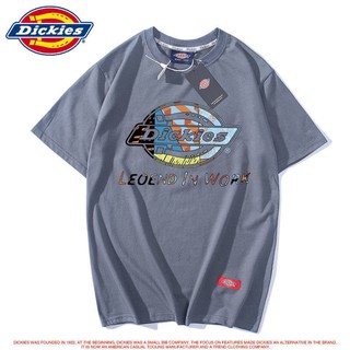 เสื้อยืดสีขาวเสื้อยืดผ้าฝ้ายแขนสั้น Dickies แบรนด์แฟชั่นยุโรปและอเมริกาสำหรับผู้ชายและผู้หญิงหลวมชุดกีฬานักเรียน1