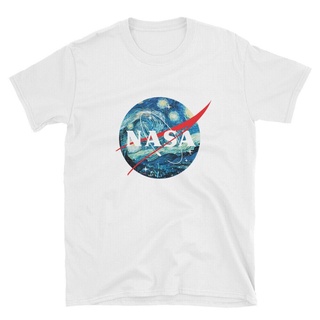 HH NASA เสื้อยืดแขนสั้นผู้ชาย NASA โลโก้แฟชั่น 3D พิมพ์เสื้อยืดผ้าฝ้ายสีขาว เสื้อยืด 2021 คอกลมเสื้อยืด