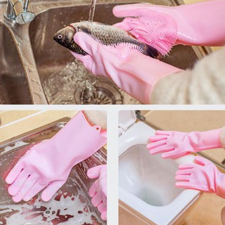 ถุงมือยางซิลิโคนเอนกประสงค์ ถุงมืออาบน้ำสัตว์ ถุงมือยาง ถุงมือ ถุงมือล้างจานซิลิโคน