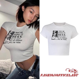 O-L เสื้อยืดคอกลมแขนสั้นลายการ์ตูนตัวอักษรสําหรับผู้หญิง