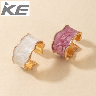 Korean version of the creative color ice cream enamel glazed irregular modern open ring 2-piec