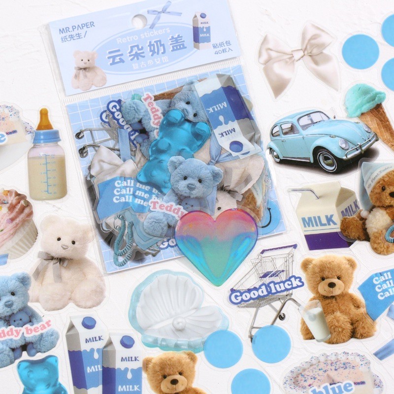 💥ล้างสต๊อก💥(213)สติกเกอร์เนื้อใสรุ่น retro bear sticker | Shopee Thailand