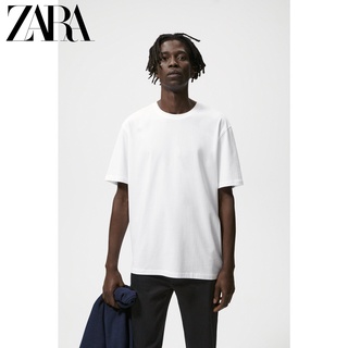 Zara เสื้อยืดแขนสั้น ผ้าฝ้าย สีขาว สําหรับผู้ชาย 01887401250