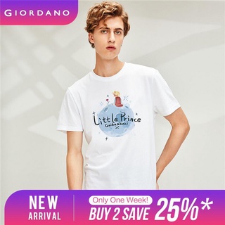 Giordano Men HuZi Series T-Shirts Comfy Short Sleeves Breathable T-Shirts Ribbed Crewneck Printing T-Shirts For Men