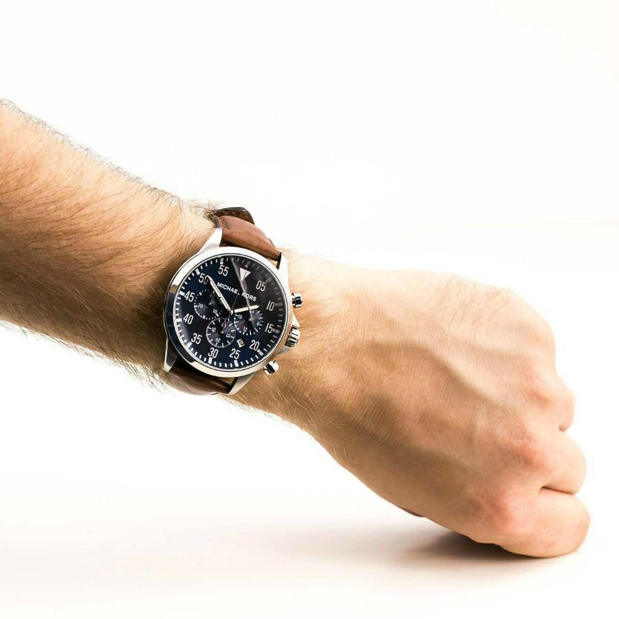 นาฬิกาข้อมือผู้ชาย-michael-kors-gage-chronograph-blue-dial-brown-leather-mens-watch-mk8362