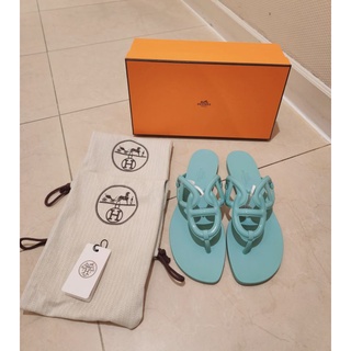 ใหม่ !! Hermes Egerie Sandal ของเเท้ size 37 สีฟ้า ของเเท้ หายากมาก