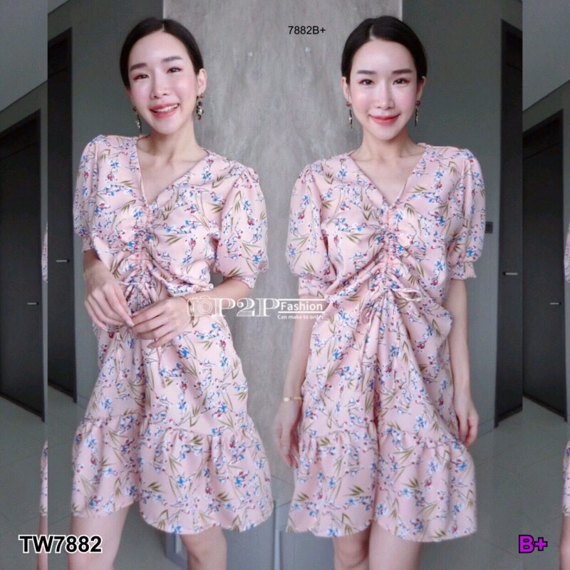 tw5366-แม็กซี่เดรสยาว-ทรงกิโมโน-แขนศอกแต่งระฆัง-เนื้อผ้าโฟร์เวย์ทั้งชุด-เอวยืดสม็อคหลัง-ข้างเอวเย็บติดสายผูกโบว์