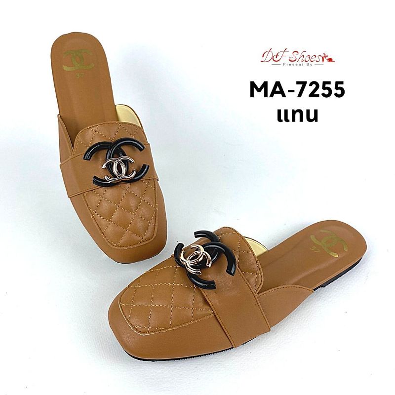 ma-7255-รองเท้าแตะเปิดส้น-หนัง-pu-ด้านหน้าแต่งอะไหล่