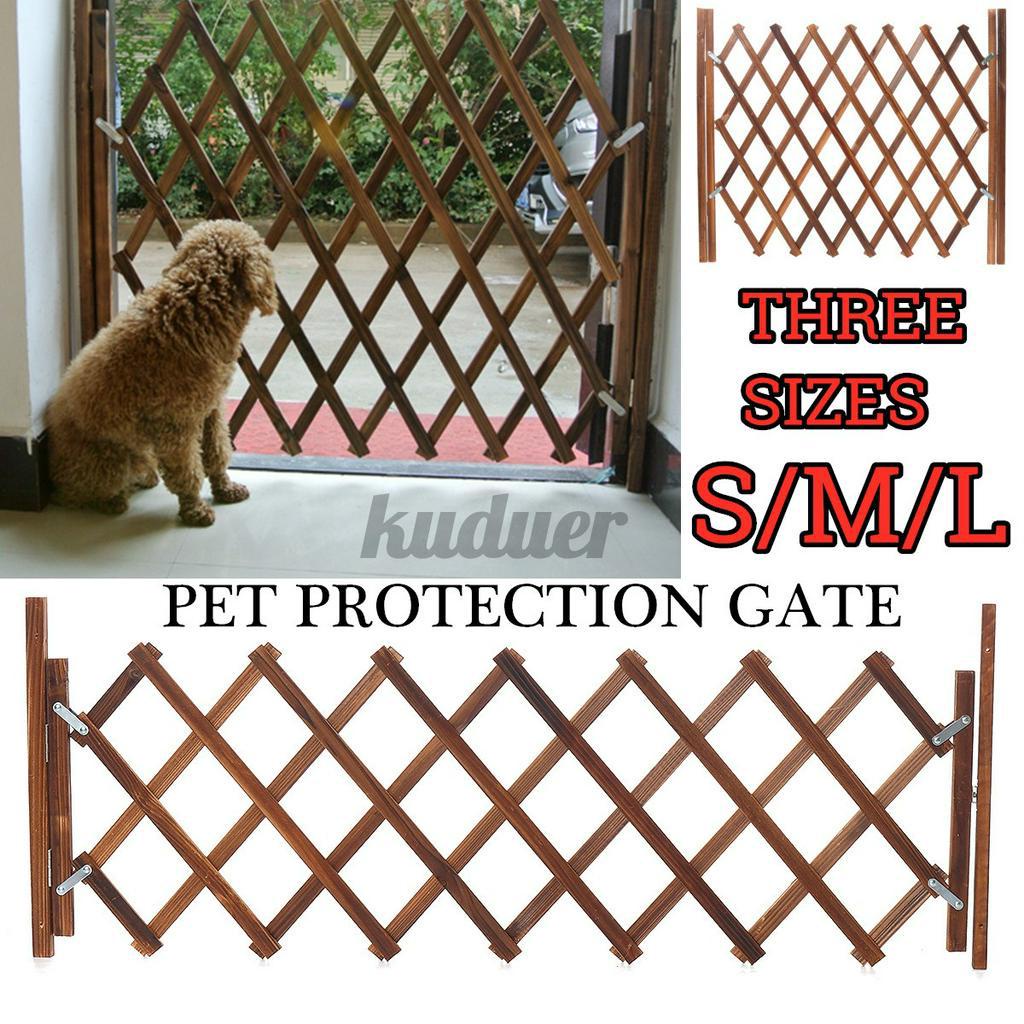 Dog Pet Wood Baby Gate Fence Folding Protection Indoor Barrier