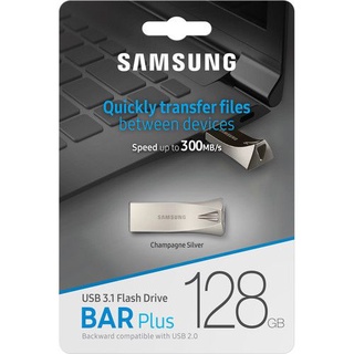 Samsung 128GB USB 3.1 Gen 1 BAR Plus Flash Drive (Silver) - Max. Read Speed: 300MB/s