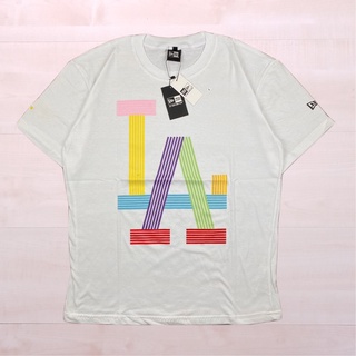 เสื้อยืดผู้ เสื้อยืด พิมพ์ลายโลโก้ ERA MLB LA LOS ANGELES สีรุ้ง S-5XL