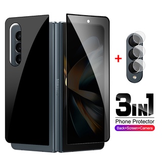 3in1 กระจกนิรภัยกันรอยหน้าจอกล้อง ด้านหลัง สีดํา สําหรับ Samsung Galaxy Z Fold4 5G Fold 4 Fold3 Zfold3 Zfold4