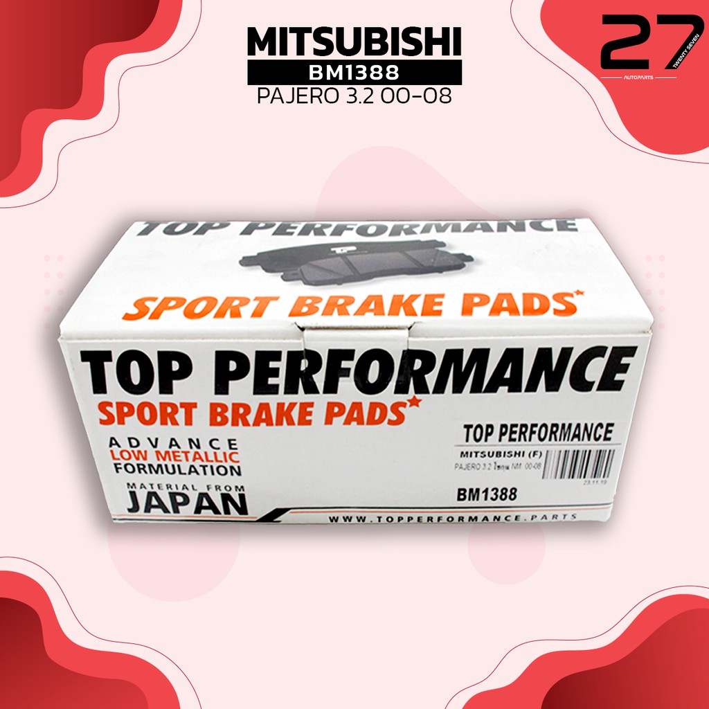 ผ้าเบรคหน้า-mitsubishi-pajero-3-2-โชกุน-nm-00-08-pajero-3-5-v6-nm-00-08-รหัส-bm1388-top-performance-japan