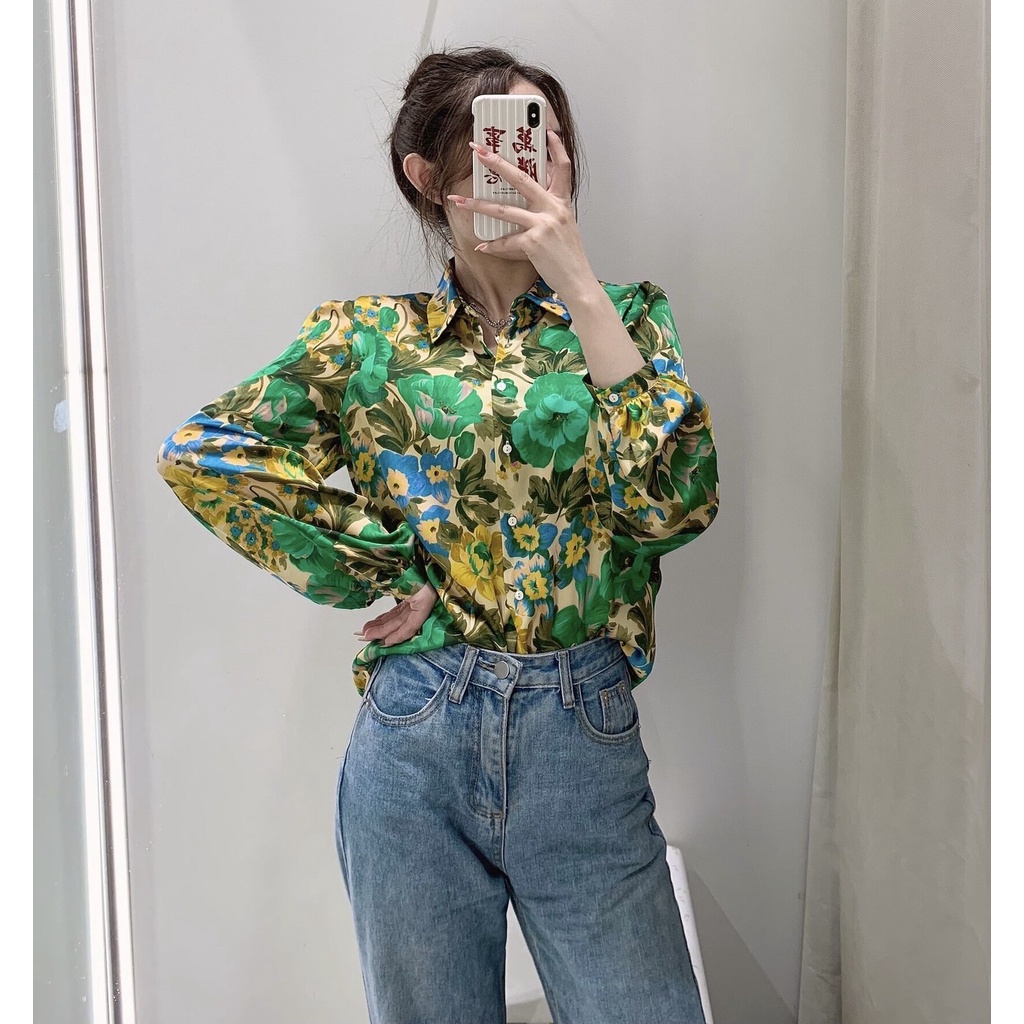 เสื้อเชิ้ตแขนยาว-คอปก-พิมพ์ลายดอกไม้-เข้ากับทุกการแต่งกาย-แฟชั่นฤดูใบไม้ผลิ-สําหรับผู้หญิง