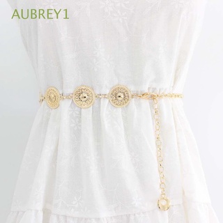 Aubrey1 เข็มขัดโซ่คาดเอว ปรับได้ สีเงิน สีทอง สําหรับผู้หญิง