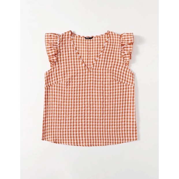 เสื้อสาวอวบ-งานป้าย-shein-ลายสก็อตสีออกส้มน่ารักมากๆ-พร้อมส่ง