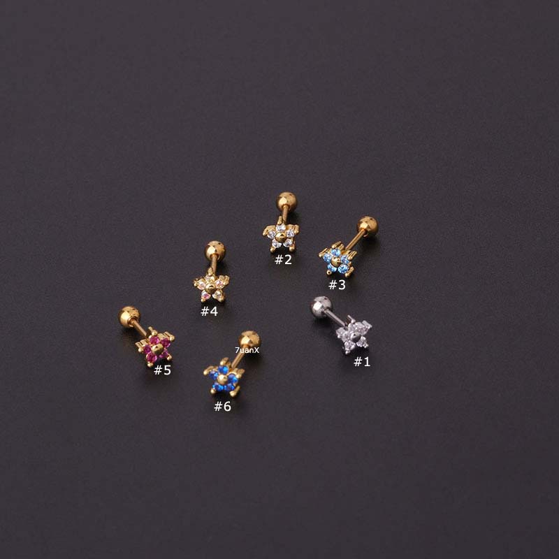ต่างหูสแตนเลสรูปดอกไม้-helix-lobe-tragus-daith-percing-20gauge-1-ชิ้น