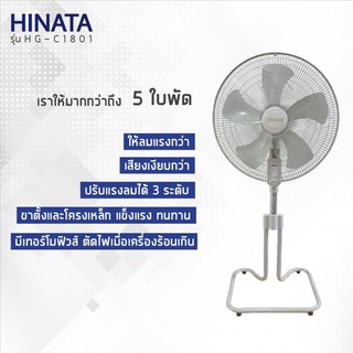 [รับประกันมอเตอร์2ปี] Hinata พัดลมอุตสาหกรรม 18 นิ้ว รุ่น HG-C1801 ส่งฟรี