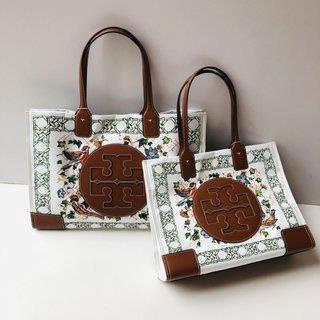Tory Burch ELLA series printing canvas shopper tote handbag foldable storage bag
