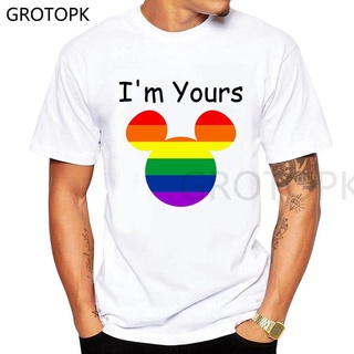 เสื้อยืดcalandfashionเสื้อยืดลําลอง ผ้าฝ้าย แขนสั้น พิมพ์ลาย Mickey Pride Lgbt Gay Lesbian สีรุ้ง สไตล์ฮาราจูกุ สําหรับผ