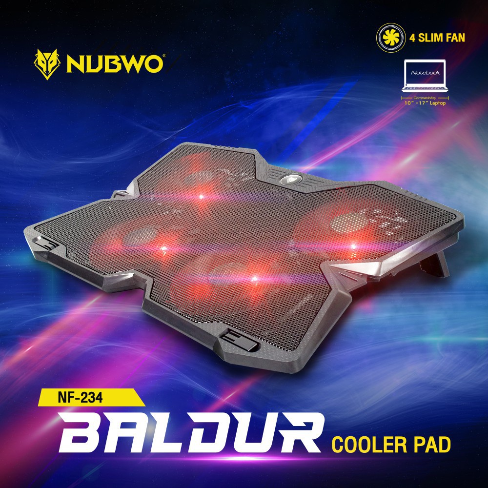 nubwo-nf-234-baldur-cooler-pad-4-slim-fan-พัดลมโน๊ตบุ๊ค-black