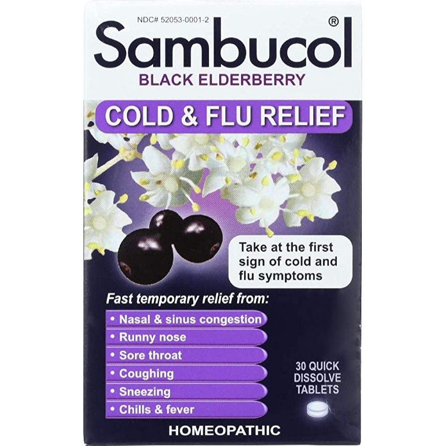 Sambucal Black Elderberry Cold & Flu Relief 30 quick dissolve tablets