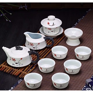 [เก็บโค้ดหน้าร้านลด 70.-] ส่งฟรี ‼️ ชุดชากังฟู ชุดชงชา ชุดถ้วยน้ำชา เซรามิค 10 ชิ้น Teapot set