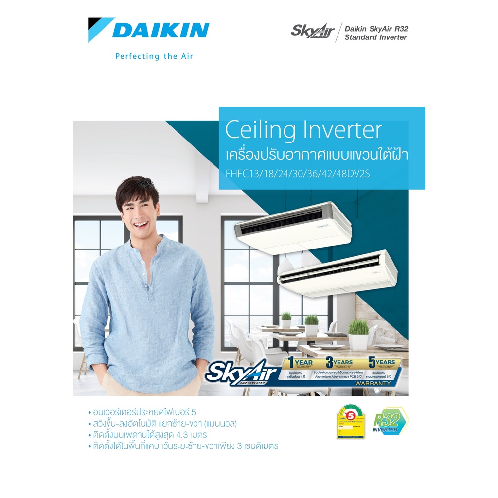 ส่งฟรี-แอร์แขวนไดกิ้น-daikin-inverter-รุ่น-fhfc-รีโมทไร้สาย-แอร์แขวนใต้ฝ้า-ระบบอินเวอร์เตอร์-เหมาะกับร้านค้า-สำนักงาน