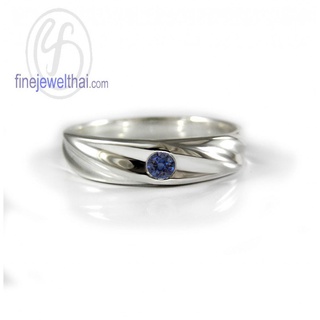 Finejewelthai-แหวนไพลิน-ไพลินแท้-แหวนเงินแท้-พลอยประจำเดือนเกิด-Blue-Sapphire-Silver-Ring-Birthstone-R1259bl