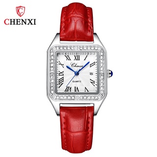 CHENXI นาฬิกาสุภาพสตรียอดนิยมแบรนด์หรูธุรกิจนาฬิกาควอตซ์สุภาพสตรีนาฬิกาหนังกันน้ำนาฬิกาสุภาพสตรี