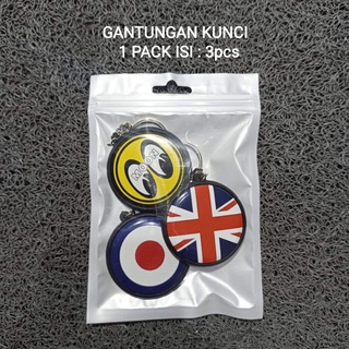 Gantungan พวงกุญแจ โลโก้ Two MOONEYES/ENGLAND/VESPA คุณภาพดีที่สุด