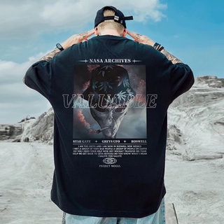 เสื้อยืดแขนสั้น พิมพ์ลาย nasa ทรงหลวม สไตล์ยุโรป อเมริกัน สตรีท ขนาดใหญ่ อินเทรนด์คู่รัก สําหรับผู้ชาย