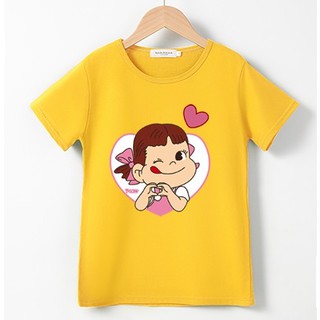 Bykidsเสื้อผ้าเด็กเสื้อคอกลมแขนสั้นคอตตอน100%ลายหญิงเลิฟผ้านุ่มใส่สบาย