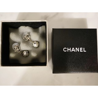 ต่างหูหยดน้ำมุก Chanel อะไหล่ทองด้าน