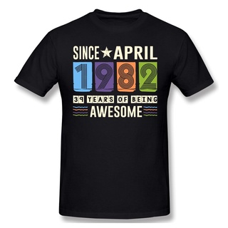 Awesome Since April 1982 40 Years Birthday Gift T Shirt Vintage Big Size Cotton Crewneck Short Sleeve Custom Shirt Men