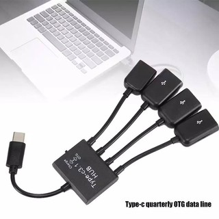 สายแปลง Type c usb OTG 4 in 1 hub แบบมีไฟเลี้ยงด้วย Type C OTG Hub Cable Connector 4 Port USB For Smartphone Tablet PC