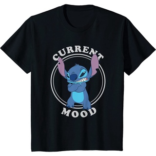 เสื้อยืดผ้าฝ้ายเสื้อยืดแขนสั้นลําลอง คอกลม พิมพ์ลาย Disney Lilo and Stitch Angry Stitch แฟชั่นสําหรับผู้ชายL XL  XXL 3XL