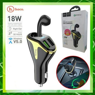 HOCO 2 in1 Portable Bluetooth Headset with Smart Dual USB Car Lighter Slot Charger E47 #ของแท้