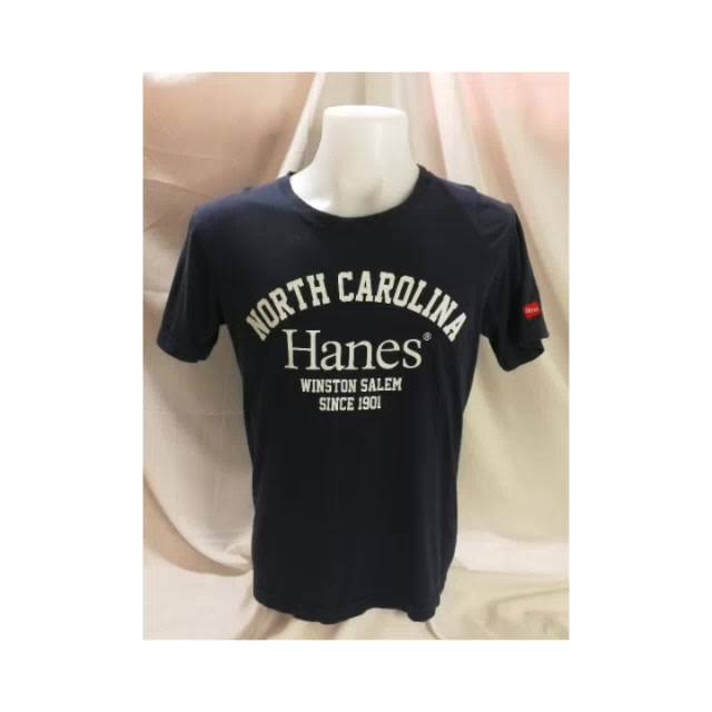 hanes-japan-brand-2nd-hand-bk3-เสื้อยืดแขนสั้นสีน้ำเงินผ้าฝ้าย-size-l-made-in-china-แท้มือสองกระสอบนำเข้า