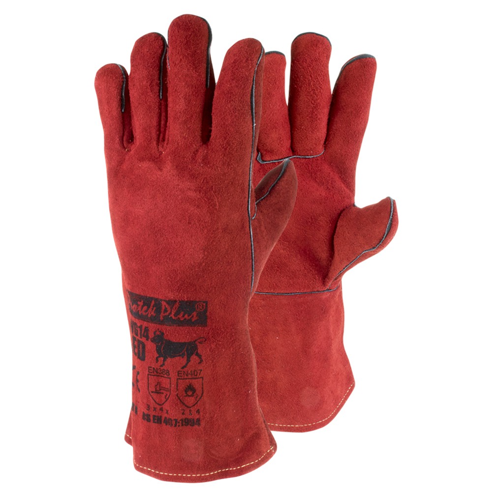 รูปภาพสินค้าแรกของLWG14 RED: WELDING GAUNTLET 14" ถุงมือหนังงานเชื่อม ยาว 14 นิ้ว สีแดง ซับในรอบ งานเชื่อมไฟฟ้า 1 คู่