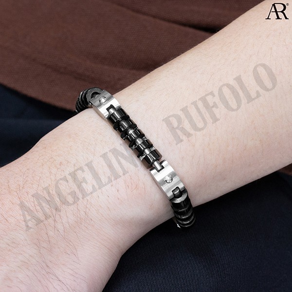 angelino-rufolo-bracelet-ดีไซน์-bumper-chain-สร้อยข้อมือผู้ชาย-stainless-steel-316l-สแตนเลสสตีล-คุณภาพเยี่ยม-สีเงิน-สีดำ
