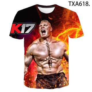 Wwe เสื้อยืดลําลอง แขนสั้น พิมพ์ลายมวยปล้ําโลก 3D แฟชั่นฤดูร้อน สําหรับผู้ชาย และผู้หญิง