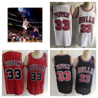 Chicago Bulls #33 Scottie Pippen Basketball Jersey Short Sleeved เสื้อบาสเกตบอลผู้ชาย เสื้อยืด