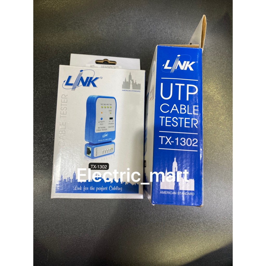 อุปกรณ์ทดสอบสัญญาณสาย-lan-สายโทรศัพท์-cable-tester-link-tx-1302-utp-cable-tester-blue