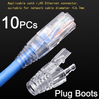 บูทครอบหัว RJ45  10 ตัว ( RJ45 Connector Caps Cat5e** Cat6 RJ45 Plug Boot Strain Relief Ethernet Network Cable )