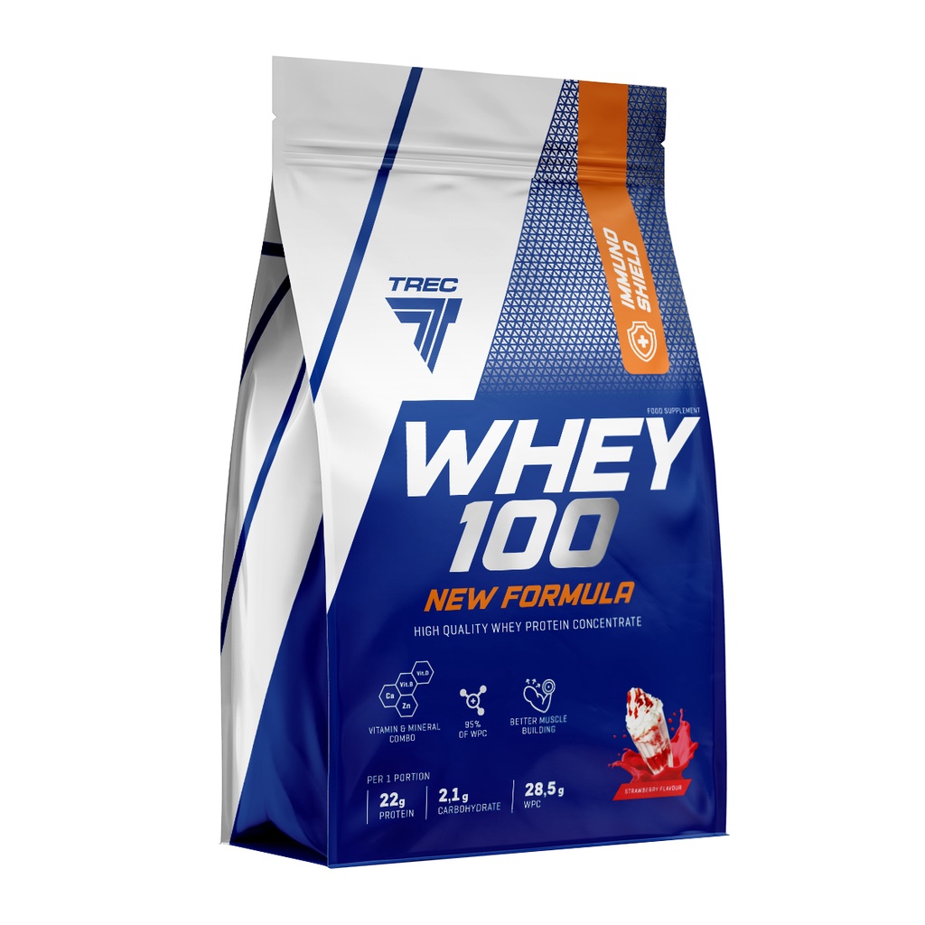 trec-nutrition-whey100-strawberry-700g-เวย์โปรตีน-เวย์โปรตีนเพิ่มกล้ามเนื้อ-ของแท้