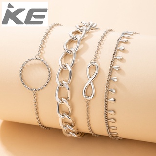 Simple Jewelry Geometric Irregular Bracelet Four-piece Set Ring Chain Water Drop Bracelet Comb