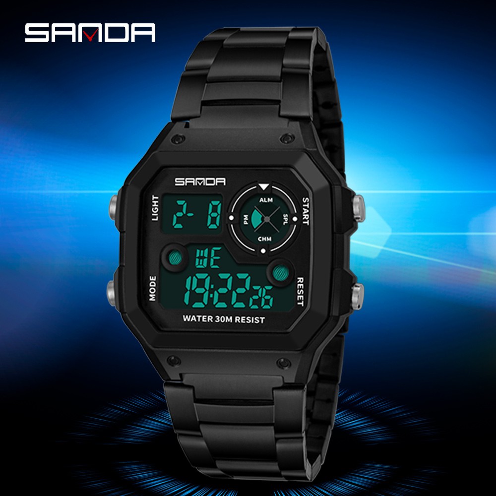 sanda-แบรนด์หรูแฟชั่นธุรกิจผู้ชายนาฬิกาชายกันน้ำอัตโนมัติวันที่นาฬิกาดิจิตอล