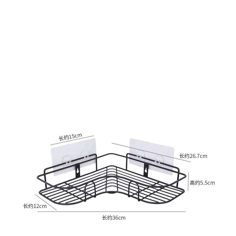 ภาพสินค้าC031 ชั้นวางของเข้ามุม สามเหลียมติดผนังไม่ต้องเจาะรู ชั้นวางของในห้องน้ำ ห้องครัว NEW สีใหม่ สีดำด้าน จากร้าน elephant_thai บน Shopee ภาพที่ 7